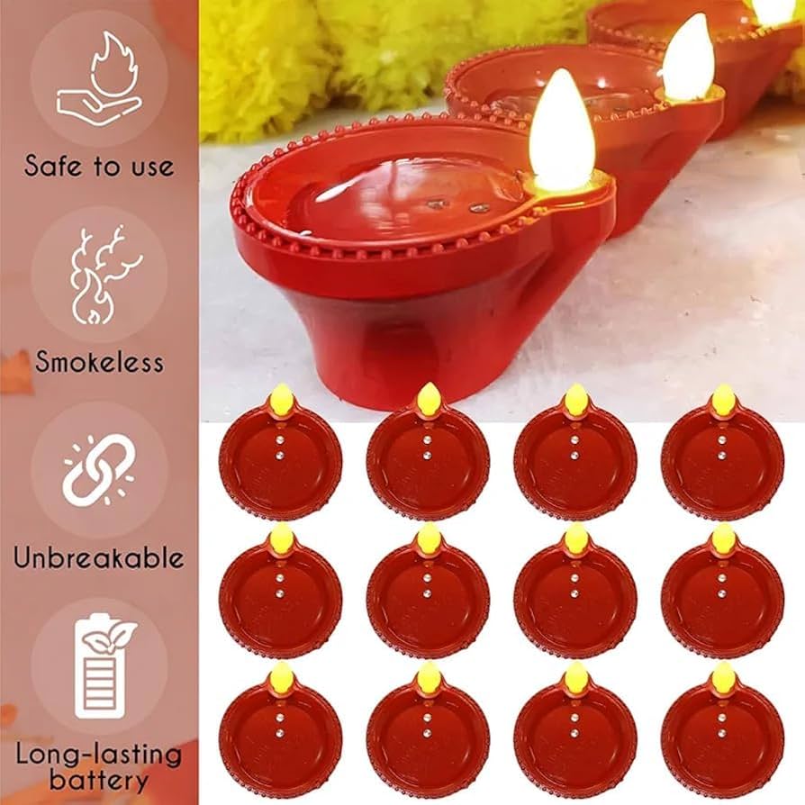 LED Light Water Sensor Diyas with, Ambient Lights, (Pack of 6/12/18/24)