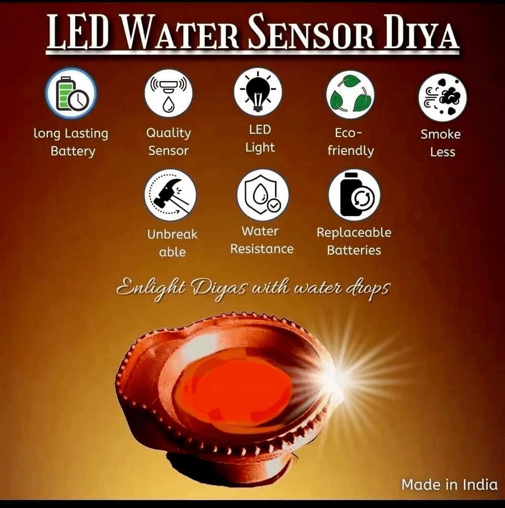 LED Light Water Sensor Diyas with, Ambient Lights, (Pack of 6/12/18/24)